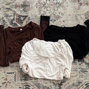 Ribbed long sleeve top bundle